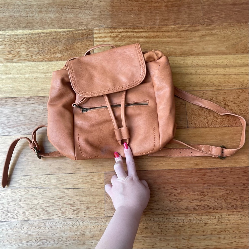 Universal Thread Tan / Orange Mini Leather Bag Backpack with Adjustable Straps